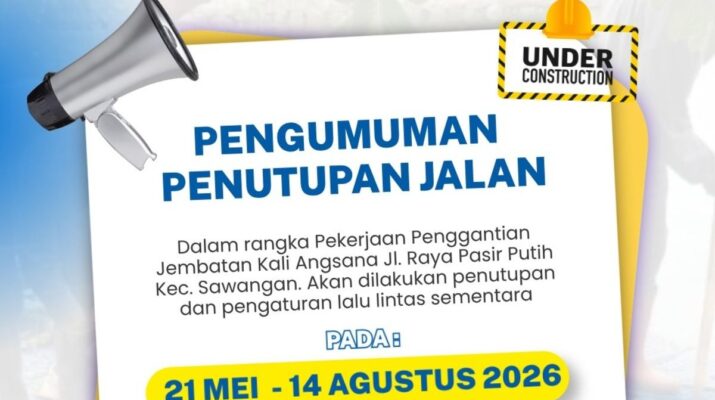 Penutupan Jalan Raya Pasir Putih Depok Berlaku hingga Agustus 2026, Ini Lokasi dan Penyebabnya